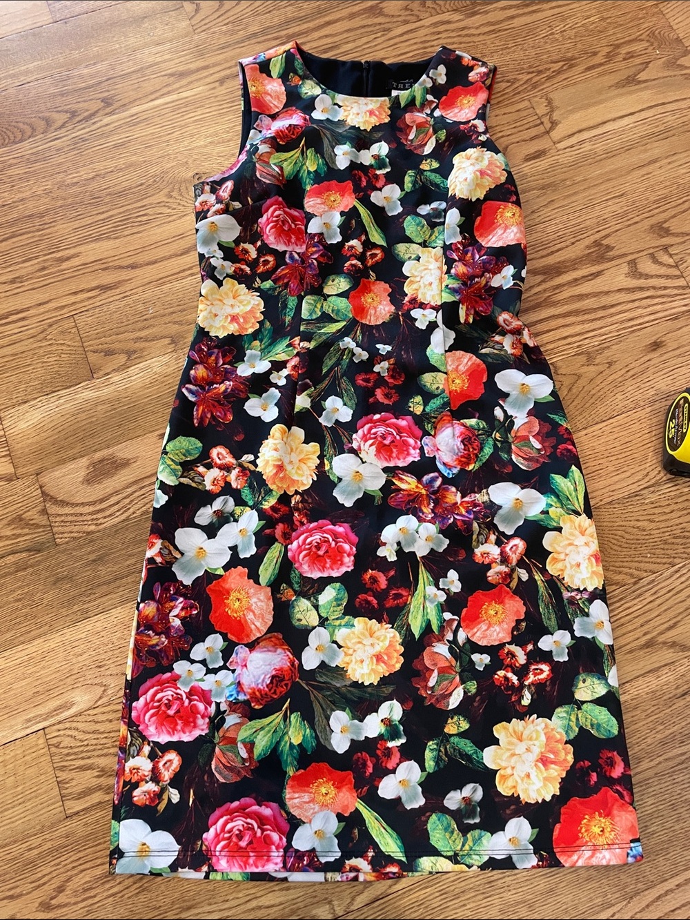 Sleeveless Black Floral Midi Dress